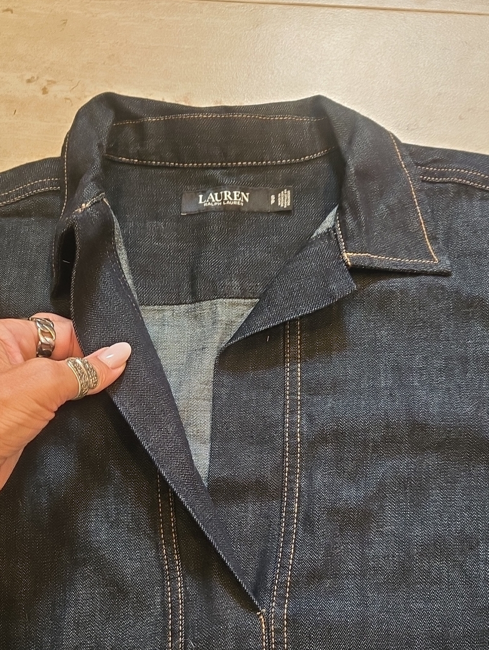 LAUREN Ralph Lauren Black Denim Collared Midi Dress - Picture 4 of 11
